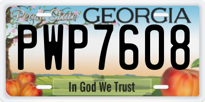 GA license plate PWP7608