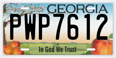 GA license plate PWP7612
