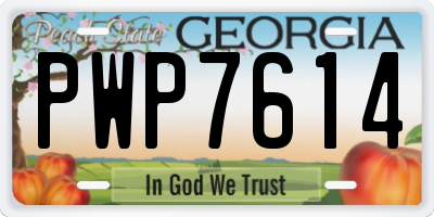 GA license plate PWP7614