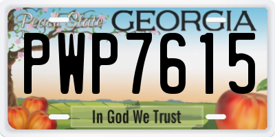 GA license plate PWP7615