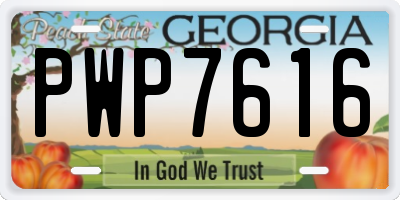 GA license plate PWP7616
