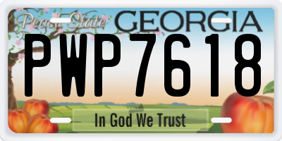 GA license plate PWP7618