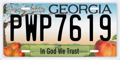 GA license plate PWP7619