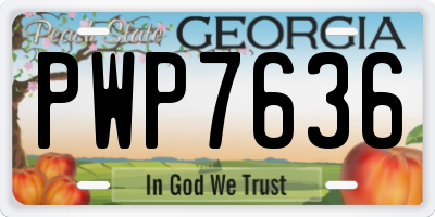 GA license plate PWP7636
