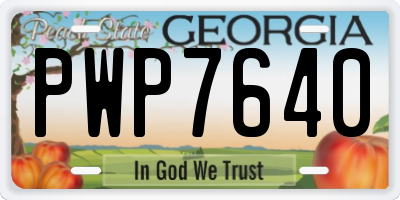 GA license plate PWP7640
