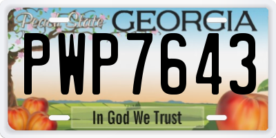 GA license plate PWP7643