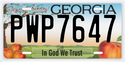 GA license plate PWP7647