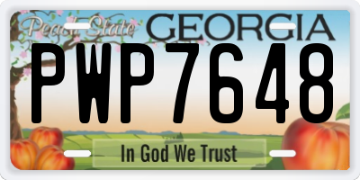 GA license plate PWP7648