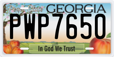 GA license plate PWP7650