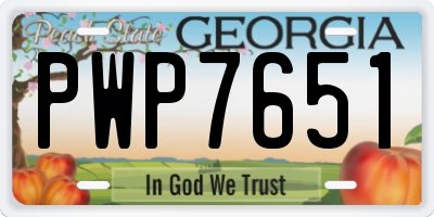 GA license plate PWP7651