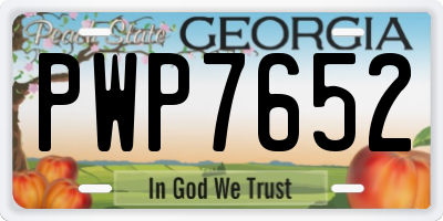 GA license plate PWP7652