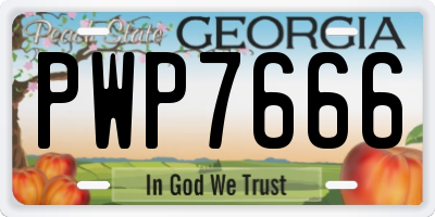 GA license plate PWP7666
