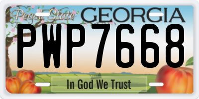 GA license plate PWP7668