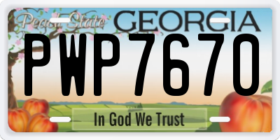 GA license plate PWP7670