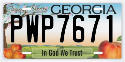 GA license plate PWP7671