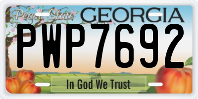 GA license plate PWP7692