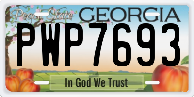 GA license plate PWP7693
