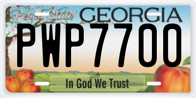 GA license plate PWP7700