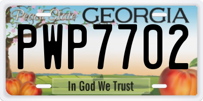 GA license plate PWP7702