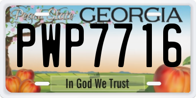 GA license plate PWP7716
