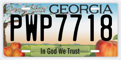 GA license plate PWP7718