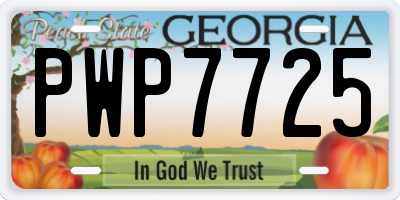 GA license plate PWP7725