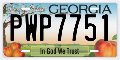 GA license plate PWP7751