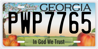 GA license plate PWP7765