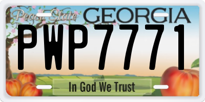 GA license plate PWP7771