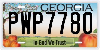 GA license plate PWP7780