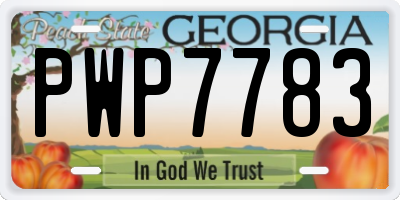 GA license plate PWP7783