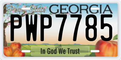 GA license plate PWP7785