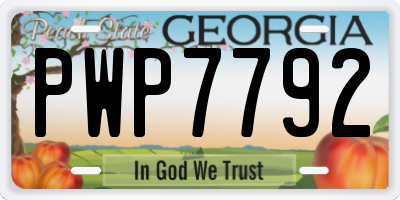 GA license plate PWP7792