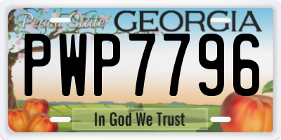 GA license plate PWP7796