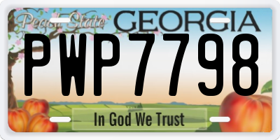 GA license plate PWP7798