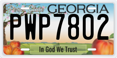 GA license plate PWP7802