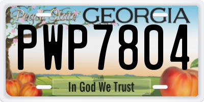 GA license plate PWP7804