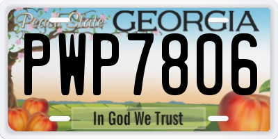 GA license plate PWP7806