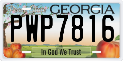 GA license plate PWP7816