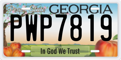 GA license plate PWP7819