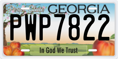 GA license plate PWP7822
