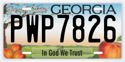 GA license plate PWP7826