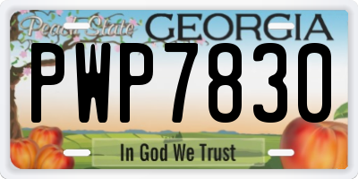 GA license plate PWP7830