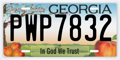 GA license plate PWP7832