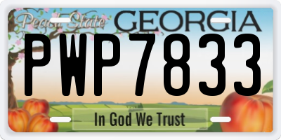 GA license plate PWP7833