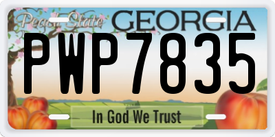 GA license plate PWP7835