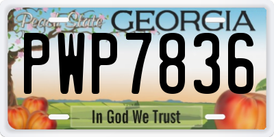 GA license plate PWP7836