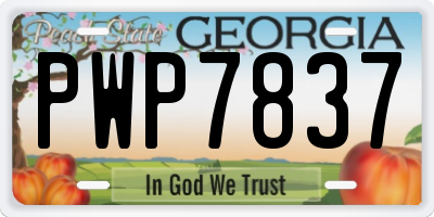 GA license plate PWP7837