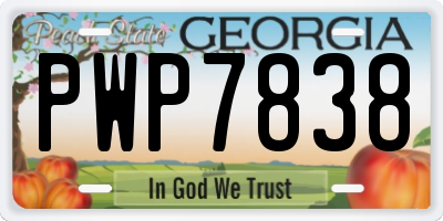 GA license plate PWP7838