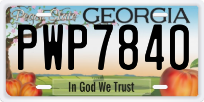 GA license plate PWP7840